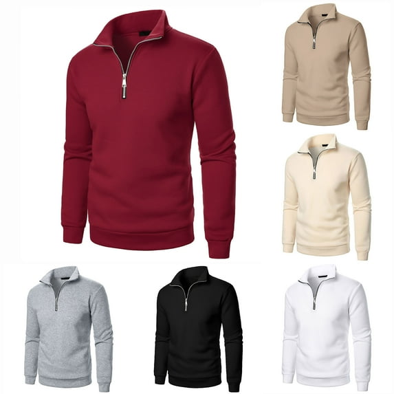 UVEASISHA Men's Golf Sweatshirts Mens 1/4 Zip Pullover with Stand Up Collar Winter Fleece Lined Warm Sweatshirt Casual Regular Fit Thermal Tops Fall Savings Khaki 3XL