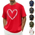 thumbnail image 1 of UVEASISHA Men's Heart Graphic Tees for Men Crew Neck Short Sleeve T-Shirts Regular Fit Casual Valentines Day Shirt Fashion Gift Ideas White XL, 1 of 5