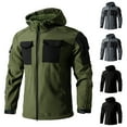 thumbnail image 1 of UVEASISHA Men's Hooded Softshell Jacket Fleece Lined Insulated Windbreaker Winter Warm Cargo Jackets for Outdoor Hiking Fishing Black 3XL, 1 of 5