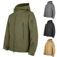 thumbnail image 1 of UVEASISHA Men's Hooded Softshell Jacket Waterproof Raincoat Lightweight Insulated Windbreaker Fleece Lined Rain Shell Jacket with Zipper Pockets Back to School Sales Khaki XXXL, 1 of 5