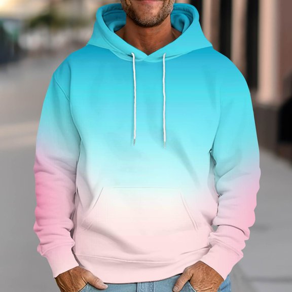 UVEASISHA Men's Hoodies Pullover Graphic Y2k Hooded Sweatshirt Teen Fashion Lightweight Drawstring Pullover Tops Sky Blue 3XL