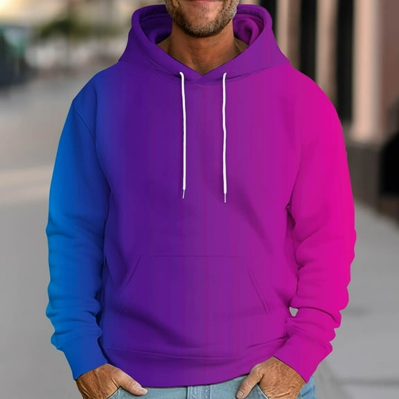 UVEASISHA Men's Hoodies Pullover Graphic Y2k Hooded Sweatshirt Teen Fashion Lightweight Drawstring Pullover Tops,Purple,2XL