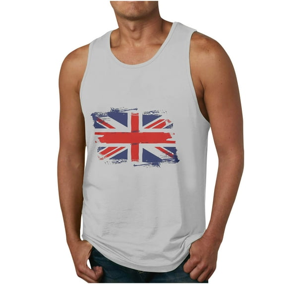 UVEASISHA Men's Independence Day Print Casual Tank Top,Mens 4th of July Shirts 1776 Memorial Day Gym Sleeveless Muscle Tee Shirt Workout Tank Shirt 2024 Gray