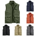 thumbnail image 1 of UVEASISHA Men's Lightweight Vest Mesh Lining Quick Dry Cargo Vest Outdoor Full Zip Stand Collar Hiking Waistcoat Big and Tall Sleeveless Work Vest with Pockets Khaki L, 1 of 6