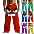 thumbnail image 1 of UVEASISHA Men's Linen Lounge Pants Novelty Print Drawstring Elastic Waist Pull On Trousers Big and Tall Casual Pajama Pants Summer Lightweight Slacks Yellow 3XL, 1 of 4