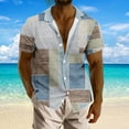thumbnail image 1 of UVEASISHA Men's Loose Fit Beach Shirts,Mens Big and Tall Dress Shirt Colorblock Print Cuban Collared Shirts Short Sleeve Button Down Shirts Casual Vacation Shirt, 1 of 5