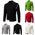 thumbnail image 1 of UVEASISHA Men's Mock Neck Sweater Slim Fit Long Sleeve Ribbed Knit Top Lightweight Soft Warn Sweaters Irregular Hem Jumper Tops Today's Sales White M, 1 of 7