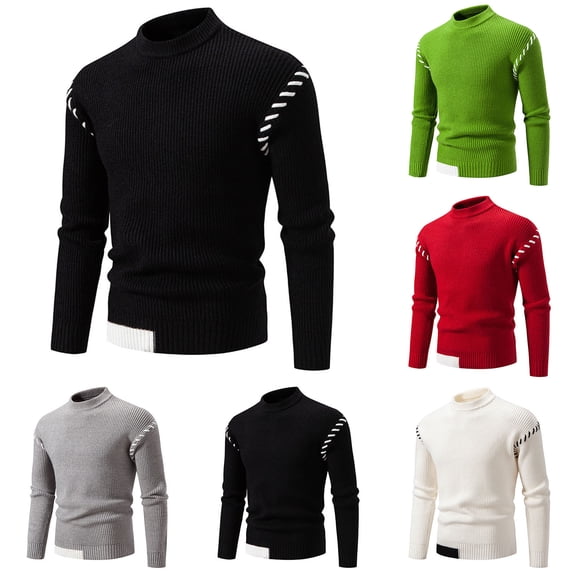 UVEASISHA Men's Mock Neck Sweater Slim Fit Long Sleeve Ribbed Knit Top Lightweight Soft Warn Sweaters Irregular Hem Jumper Tops Today's Sales White M