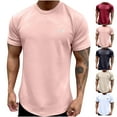 thumbnail image 1 of UVEASISHA Men's Muscle Workout Shirts Pleated Short Sleeve Loose Sport T-Shirts Solid Color Crewneck Pullover Tees 2025 Summer Running Athletic Tee Tops Sales Today Clearance, 1 of 7