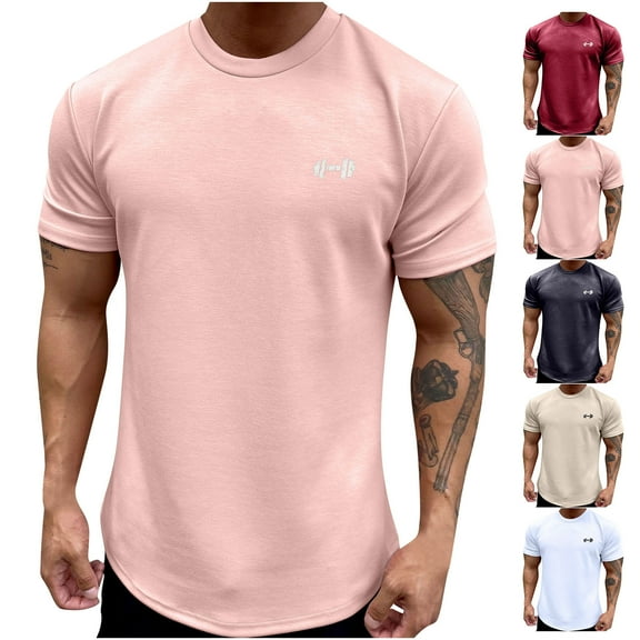 UVEASISHA Men's Muscle Workout Shirts Pleated Short Sleeve Loose Sport T-Shirts Solid Color Crewneck Pullover Tees 2025 Summer Running Athletic Tee Tops Sales Today