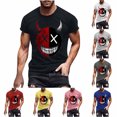 thumbnail image 1 of UVEASISHA Men's Novelty Graphic T-Shirts Short Sleeve Funny Face Printed Casual Tees Breathable Slim Fit Gym Workout Shirts Comfy Crewneck Pullover Red M, 1 of 6