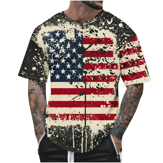 UVEASISHA Men's Patriotic Shirts,Big and Tall 4th of July T Shirts for Men Vintage American Flag Graphic Tees Summer Casual Short Sleeve Crewneck Tops Sales Today 2025