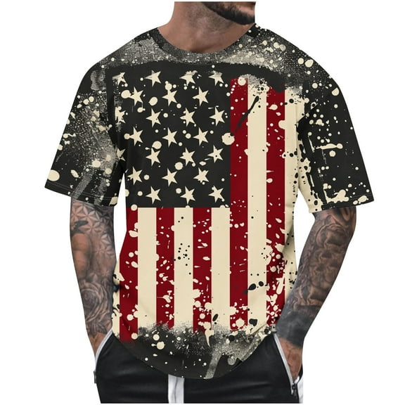 UVEASISHA Men's Patriotic T Shirts,Big and Tall 4th of July T Shirts for Men Vintage American Flag Graphic Tees Summer Casual Short Sleeve Crewneck Tops Sales Today 2025