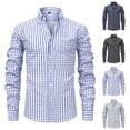 thumbnail image 1 of UVEASISHA Men's Plaid Business Casual Shirt Slim Fit Long Sleeve Button Down Shirts for Men Regular Fit Lapel Gingham Shirt Light Blue XL, 1 of 4