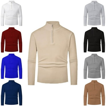 UVEASISHA Men's Quarter Zip Sweaters Slim Fit Casual Ribbed Knit Pullover Tops Fall Stretchy Lightweight Knitted Shirts Cozy Soft Mens Sweater Sales Today White XXL