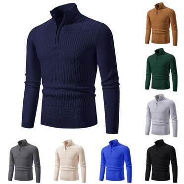 UVEASISHA Men's Quarter Zip Sweaters Slim Fit Long Sleeve Mock Neck Pullover Ribbed Knit Polos Sweater Solid Business Casual Sweaters Big Sales Today Green XL