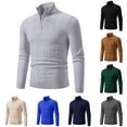 thumbnail image 1 of UVEASISHA Men's Quarter Zip Sweaters Slim Fit Stretch Long Sleeve Polos Sweater Casual Stand Neck Pullover Solid Lightweight Basic Tee Sales Today Clearance,Gold,L, 1 of 9