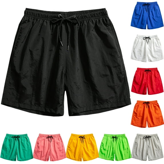 UVEASISHA Men's Quick Dry Swim Trunks with Mesh Lining Big and Tall Beach Board Shorts Swim Shorts Summer Candy Colour Lace Up Beach Pants Shorts 2025 Watermelon Red,M