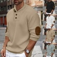 thumbnail image 1 of UVEASISHA Men's Shawl Collar Pullover Sweater Regular Fit Casual Button Mock Neck Knit Sweaters Knitted Soft Long Sleeve Winter Sweatshirt with Elbow Patches Sales Today Black M, 1 of 6