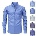 thumbnail image 1 of UVEASISHA Men's Slim Fit Dress Shirt Long Sleeve Striped Business Shirts Regular Fit Casual Button Down Shirt Formal Wedding Shirts Blue XXL, 1 of 3