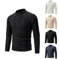 thumbnail image 1 of UVEASISHA Men's Slim Fit Mock Neck Sweater Solid Casual Twisted Knitted Pullover Sweaters Solid Base Layer Jumper Tops Black and Friday Sales Black L, 1 of 3