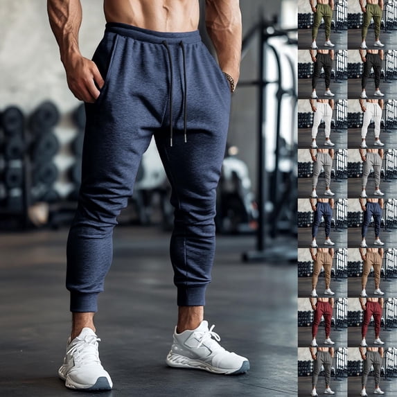 UVEASISHA Men's Slim Joggers Workout Pants for Gym Running and Bodybuilding Drawstring Elastic Waisted Sweatpants Tapered Leg Athletic Pants with Pockets Dark Gray M