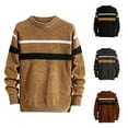 thumbnail image 1 of UVEASISHA Men's Striped Pullover Sweater Color Block Casual Jumper Sweaters Fall Winter Crewneck Long Sleeve Knitted Tops Lightning Sales of Today Black L, 1 of 7