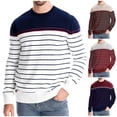thumbnail image 1 of UVEASISHA Men's Striped Sweater Soft Cotton Knitted Pullover Loose Casual Jumper Sweaters Fall Crewneck Long Sleeve Knit Tops Lightning Sales of Today Red L, 1 of 6