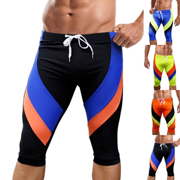 UVEASISHA Men's Swimsuit Swim Jammers Athletic Surf Swimwear Color Block Quick Dry Swimming Racing Competition Rash Guard Swim Trunks Black XXL
