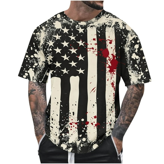 UVEASISHA Men's T-Shirts Graphic Patriotic,Big and Tall 4th of July T Shirts for Men Vintage American Flag Graphic Tees Summer Casual Short Sleeve Crewneck Tops Sales Today 2025
