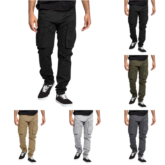 UVEASISHA Men's Tactical Pants Big and Tall,Mens Drawstring Cargo Pants Lightweight Outdoor Hiking Pants with Multi Pockets Tapered Pants Today Sales,Dark Gray,L