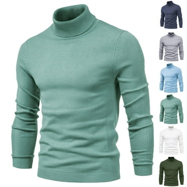 UVEASISHA Men's Turtleneck Sweater 2024 Fall Winter Thermal Tops Slim Fit Ribbed Knit Pullover Solid Base Layer Jumper Sweaters Clearance Sales Today Army Green XL