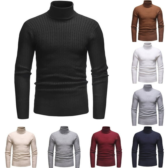UVEASISHA Men's Turtleneck Sweater Slim Fit Long Sleeve Ribbed Knit Pullover Fall Winter Warm Jumper Sweaters Solid Basic Thermal Tops Today's Sales Black M