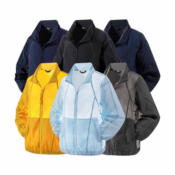 UVEASISHA Men's UPF 50+ Light Jacket Outdoor Sun Protection Hooded Fishing Jackets Breathable Quick Dry Full Zip Hiking Travel Jacket with Pockets Dark Gray M