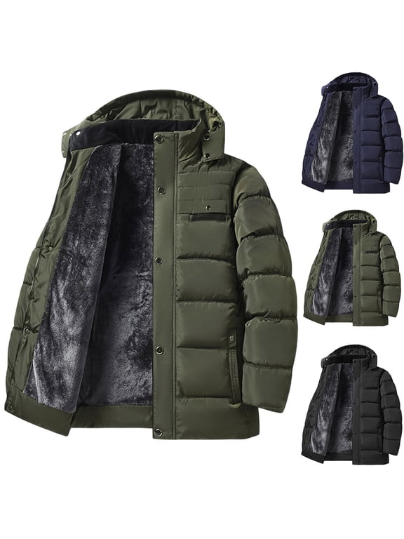 Men's Winter Ski Jacket Big and Tall Fleece Lined Warm Parkas Windproof Insulated Snowboard Hooded Jackets with Multi-Pockets Army Green 3XL