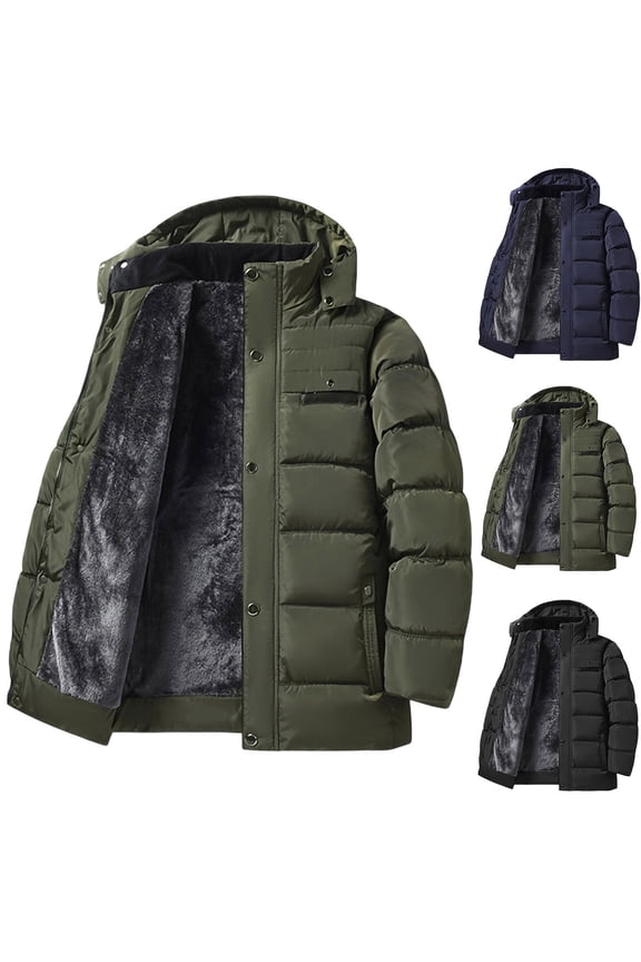 Men's Winter Ski Jacket Big and Tall Fleece Lined Warm Parkas Windproof Insulated Snowboard Hooded Jackets with Multi-Pockets Black XXL