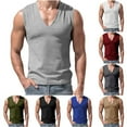 thumbnail image 1 of UVEASISHA Men's Workout Shirts V-Neck Sleeveless Muscle Shirt Soft Modal Casual Athletic Tank Tops Solid Color Loose Undershirts Blue XL, 1 of 8