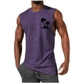 thumbnail image 1 of UVEASISHA Men's Workout Tank Tops 2025 Gym Cut Off Sleeveless T Shirt Big and Tall Bodybuilding Fitness Muscle Athletic Tank Top Palm Tree Shirts Tee Purple,M, 1 of 4