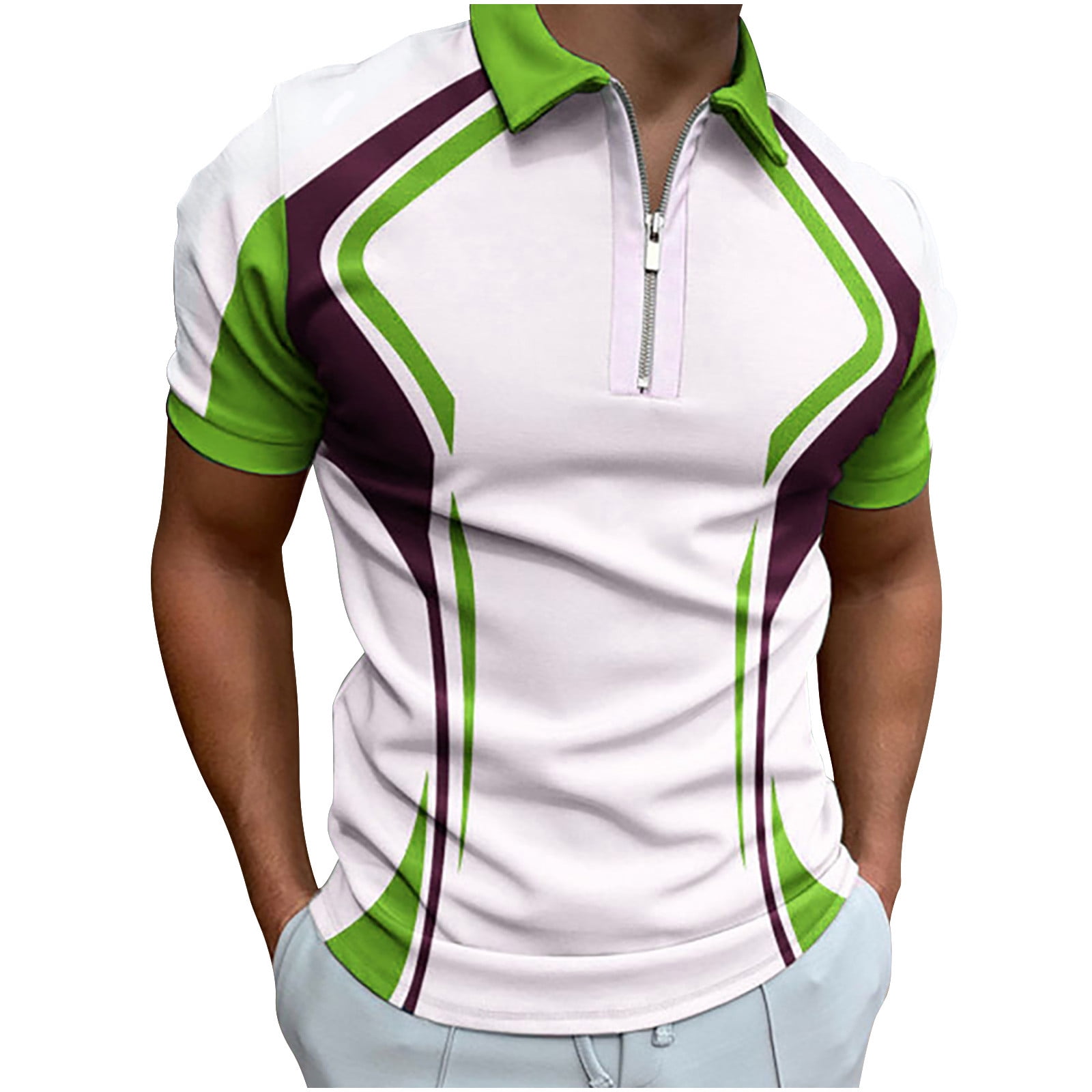 UVEASISHA Mens 1/4 Zip Golf Shirt,Men's Quarter Zip Shirts Short Sleeve Banded Collar Classic