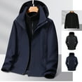 thumbnail image 1 of UVEASISHA Mens 3 in 1 Rain Jackets Big and Tall Waterproof Windbreaker Outdoor Lightweight Hooded Raincoat with Removable Fleece Liner Limited Time Sales of The Day Black XXL, 1 of 8