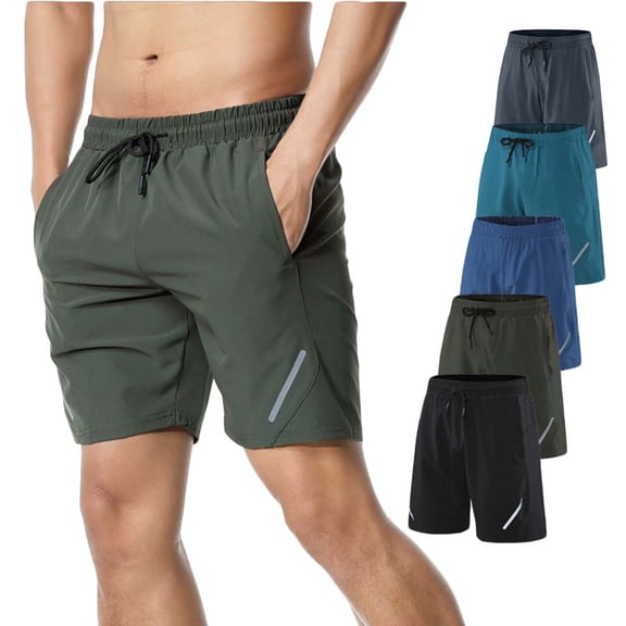 UVEASISHA Mens Athletic Shorts 5 Inch Inseam Quick Dry Workout Shorts Drawstring Elastic Waist Gym Running Shorts Fitness Casual Training Shorts Army Green L