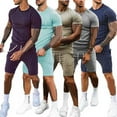 thumbnail image 1 of UVEASISHA Mens Athletic Shorts Set,Tracksuits Outfit for Men Striped Print 2 Piece Outfits Summer Short Sleeve Muscle Gym Workout Sets 2025 Casual Sweatsuit Prime Sales Today, 1 of 8