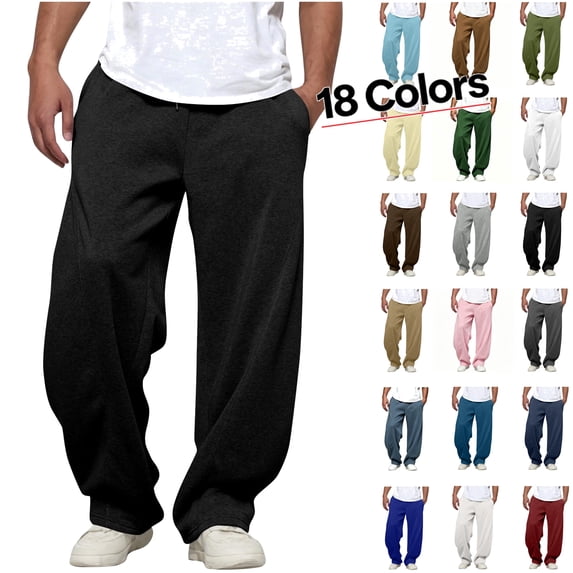 UVEASISHA Mens Baggy Sweatpants Casual Straight Wide Leg Sweat Pants Elastic Waist Drawstring Athletic Workout Gym Jogger with Pockets Dark Gray M