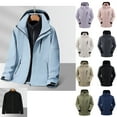 thumbnail image 1 of UVEASISHA Mens Big and Tall 3 in 1 Rain Jackets Lightweight Waterproof Hooded Windbreaker Jacket Outdoor Windproof Raincoat with Removable Fleece Liner and Hood Sales of The Day White XL, 1 of 8