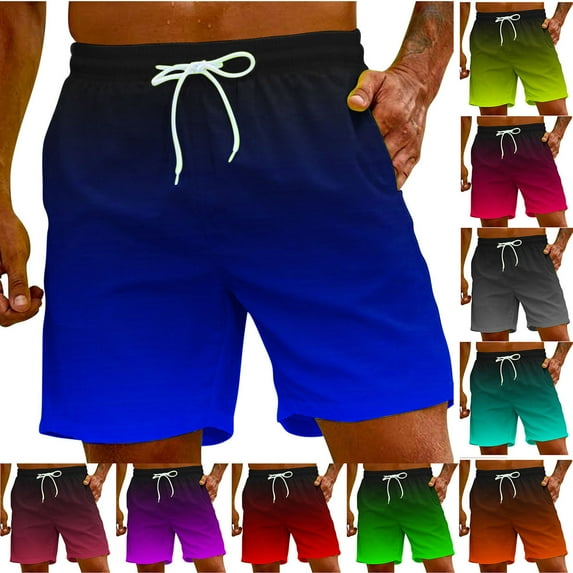 UVEASISHA Mens Big and Tall Swim Shorts Summer Fashion Gradient Color Graphic Beach Shorts Drawstring Elastic Waist Board Shorts with Pockets Mint Green M
