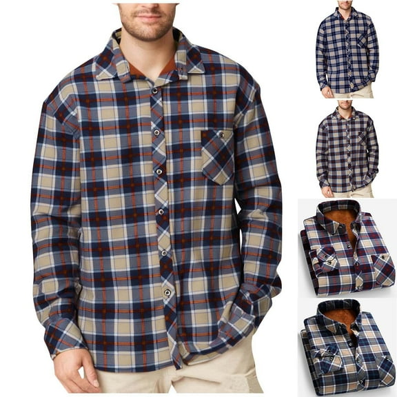 UVEASISHA Mens Big and Tall Shacket Winter Warm Fleece Lined Shirt Jackets Button Down Casual Long Sleeve Fashion Jacket with Chest Pocket Red XL