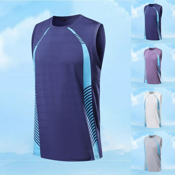 UVEASISHA Mens Big and Tall Workout Shirts Sleeveless Quick Dry Swim Shirt Ice Silk Cool Athletic Tank Tops Summer Casual Gym Muscle Tanks Purple 4XL