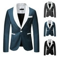 thumbnail image 1 of UVEASISHA Mens Blazer Slim Fit Casual Business Formal Suit Jackets Contrast Collar Stylish Office Jacket One Button Formal Suits with Pockets Limited Time Deal,Blue,2XL, 1 of 5