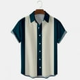 thumbnail image 1 of UVEASISHA Mens Bowling Shirts Short Sleeve,Men's Color Block Button Down Shirts Hawaiian Casual Printed Beach Shirt Summer Regular Fit Top 2024,Navy XXL, 1 of 3