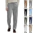 thumbnail image 1 of UVEASISHA Mens Business Casual Dress Pants Summer Straight Leg Linen Pants Lightweight Drawstring Elastic Waist Golf Trousers with Pockets Gray XXL, 1 of 10